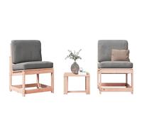 DYRJDJWIDHW Douglas Fir Solid Wood Garden Lounge Set 3pc Outdoor Patio Furniture with Weather Resistant Slat Design for Terrace Backyard Relaxation