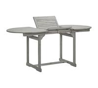 DYRJDJWIDHW Extendable Acacia Wood Outdoor Dining Table 120-170cm Weather Resistant Garden Patio Furniture with Umbrella Hole Expandable Gray Finish