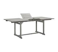 DYRJDJWIDHW Extendable Acacia Wood Outdoor Dining Table 150-200cm Rustic Gray Finish Garden Patio Terrace Furniture with Umbrella Hole Weather Resistant