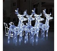 DYRJDJWIDHW fairy lights,led a pile,led lights,luci da esterno batteria,Decorazione Natalizia Renne e Slitta 240 LED AcrilicoIdeal für Weihnachtsfeiern, Wandambiente