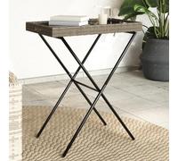 DYRJDJWIDHW Foldable Serving Tray Table Gray 65x40x75 cm Poly Rattan Coffee Side End Table for Living Room Balcony Garden Outdoor Indoor Use