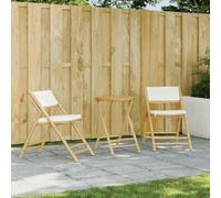 DYRJDJWIDHW Folding Bistro Chairs Set of 2 with Cream White Cushions, Bamboo Outdoor Dining for Patio Garden Restaurant, Foldable Stackable Chairs with Removable Washable Covers, 110kg Capacity