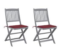 DYRJDJWIDHW Folding Garden Chairs 2 Pack with Cushions Solid Acacia Wood Outdoor Patio Furniture Set for Dining Relaxing Foldable Weather Resistant