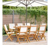 DYRJDJWIDHW Folding Garden Chairs 8 Pack Cream White Outdoor Patio Furniture Set with Wood Frame and Polyester Fabric for Terrace Balcony Garden Use