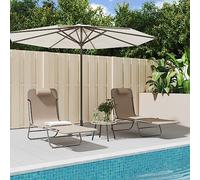 DYRJDJWIDHW Folding Sun Loungers 2 Pack Outdoor Garden Pool Beach Chairs with Textilene Fabric and Steel Frame, Adjustable Reclining Patio Furniture Tortora Color