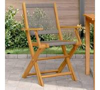 DYRJDJWIDHW Garden Chairs 2 Pack Gray Outdoor Folding with Armrests, Solid Acacia Wood and Polypropylene Patio Chairs for Garden, Balcony, Terrace, Max Load 110kg per Seat