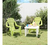 DYRJDJWIDHW Kids Garden Chairs 2 Pack Green Outdoor Children Furniture Wood Look PP Material 37x34x44cm for Toddler Playtime Reading Activities Age 1-3 Years