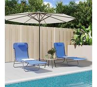 DYRJDJWIDHW Lettini Prendisole 2 Pezzi Blu Pieghevoli Giardino Spiaggia Piscina con Textilene UV Resistenti e Struttura Acciaio Regolabile Portatile per Esterno Relax