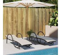 DYRJDJWIDHW Lettini Prendisole 2 Pezzi con Cuscini Neri in Polyrattan, Lounge Chairs da Giardino con Schienale Regolabile 3 Posizioni, Poltrone Relax per Piscina e Terrazza, Portata Max 110 kg