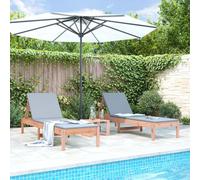 DYRJDJWIDHW Lettini Prendisole 2pz Douglas Wood Sun Loungers Adjustable Backrest Outdoor Poolside Garden Relaxation Chairs 199.5x60x74 cm
