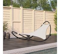 DYRJDJWIDHW Lettino a Dondolo Prendisole con Ruote in Acciaio Textilene Crema, Chaise Lounge Relax per Piscina Giardino Balcone, Design Oscillante e Resistente agli Agenti Atmosferici