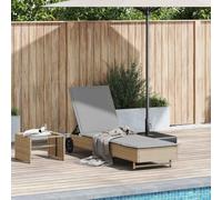 DYRJDJWIDHW Lettino Prendisole con Ruote e Cuscino in Polyrattan Beige, Chaise Lounge Outdoor con Schienale Regolabile 3 Posizioni, Ideale per Piscina Giardino Balcone, Resistenti agli UV e all'Acqua
