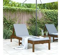 DYRJDJWIDHW Lettino Prendisole in Legno Massello di Pino con Schienale Regolabile 199,5x60x74 cm per Piscina Giardino Balcone Relax Esterno Ambra