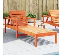 DYRJDJWIDHW Lettino Prendisole in Legno Massello di Pino con Schienale Regolabile, 199.5x62x55 cm, Marrone Cera, per Piscina Giardino Veranda, Design a Doghe, Portata 110 kg