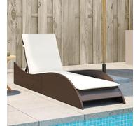 DYRJDJWIDHW Lettino Prendisole Lounge Chair with Brown Cushion 60x205x73 cm Outdoor Sunbed Adjustable Backrest Poly Rattan Furniture for Garden Patio Poolside Relaxation