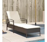DYRJDJWIDHW Lettino Prendisole Outdoor con Cuscino Marrone Polyrattan 63x200x81 cm, Chaise Lounge Chair Regolabile per Giardino Piscina Spiaggia, Resistente alle Intemperie e UV, Portata 110 kg