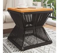 DYRJDJWIDHW Modern Acacia Wood Coffee Table with Metal Base 38x38x38cm Black End Table for Living Room Bedroom Office Durable Hardwood Furniture