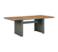 DYRJDJWIDHW Modern Outdoor Dining Table Light Gray Poly Rattan with Acacia Wood Top Weather Resistant Garden Patio Terrace Furniture Set Easy Assembly
