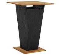 DYRJDJWIDHW Outdoor Bar Table 80x80x110cm Black Poly Rattan with Acacia Wood Top Weather Resistant Patio Furniture for Garden Terrace Dining