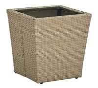 DYRJDJWIDHW Outdoor Coffee Table Beige 41.5x41.5x44 cm Weatherproof PE Rattan with Tempered Glass Top for Patio Garden Terrace Furniture Modern Design