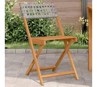DYRJDJWIDHW Outdoor Dining Chairs Set of 2 Gray Acacia Wood Bistro with PE Rattan, Foldable Patio Chairs for Garden, Balcony, Restaurant, Weather Resistant, 110kg Capacity