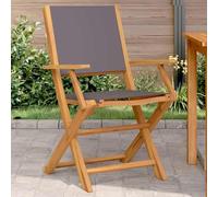 DYRJDJWIDHW Outdoor Folding Chairs 2 Pack Anthracite Solid Acacia Wood Garden Patio Chairs with Armrests and Polyester Fabric, Weather Resistant, Foldable Design for Balcony Terrace