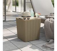 DYRJDJWIDHW Outdoor Garden Table with Removable Lid Light Brown PP Material Wood Texture Design Storage Compartment for Balcony Terrace Patio Furniture
