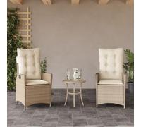 DYRJDJWIDHW Outdoor Reclining Garden Chairs 2pcs Set with Beige Cushions, Adjustable Patio Lounge Chairs with Weather Resistant Polyrattan Frame for Poolside Terrace Backyard Relaxation
