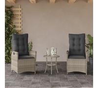 DYRJDJWIDHW Outdoor Reclining Garden Chairs 2pcs Set with Cushions Light Gray PE Rattan Adjustable Lounge Chairs for Patio Poolside Relaxation Comfortable Seating