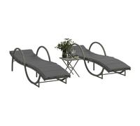 DYRJDJWIDHW Outdoor Sun Lounger Set 2 Pieces with Side Table Gray PE Rattan Patio Furniture Adjustable Backrest Weather Resistant for Garden Pool Beach