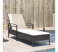 DYRJDJWIDHW Outdoor Sun Lounger with Adjustable Backrest and Removable Cushion, PE Rattan Sunbed for Garden Patio Poolside Relaxation, Black Weatherproof Sun Lounger Chair 63x200x81 cm