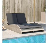 DYRJDJWIDHW Outdoor Sun Lounger with Cushions Light Gray 114x205x73 cm PE Rattan Adjustable Reclining Garden Patio Poolside Chaise Lounge Chair Weather Resistant Furniture