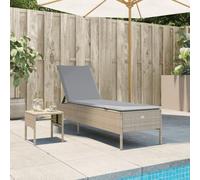 DYRJDJWIDHW Outdoor Sun Lounger with Side Table and Cushion, Adjustable Beach Chair with 5 Positions, Weather Resistant PE Rattan Patio Furniture for Garden Poolside Relaxation