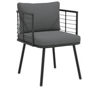 DYRJDJWIDHW Poltrona da Giardino Nero con Cuscini Lavabili, Sedia Esterna in Polyrattan Resistenti per Terrazza Giardino Patio, Comoda e Durevole con Struttura Metallica