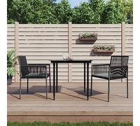 DYRJDJWIDHW Polyrattan Garden Chairs with Cushions 2 Pcs Black Outdoor Patio Furniture Set Weather Resistant PE Rattan Steel Frame Comfortable Seating for Terrace Balcony