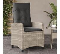 DYRJDJWIDHW Polyrattan Recliner Garden Chair with Light Gray Cushions, Adjustable Lounger Outdoor Patio Furniture for Balcony Terrace, Weatherproof PE Wicker with Steel Frame, Max Load 110kg