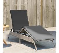 DYRJDJWIDHW Polyrattan Sun Lounger with Light Gray Cushion, Adjustable Recliner Outdoor Chaise Lounge for Patio Garden Poolside, Weather Resistant PE Wicker with Powder Coated Steel Frame