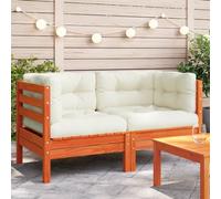 DYRJDJWIDHW salottino da giardino esterno mobile salotto divanetti da esterno sedie da giardinoDivano Angolare Giardino Cuscini 2pz Marrone Cera Massello PinoIdeale per patio, bordo piscina