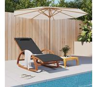 DYRJDJWIDHW Sedia a Dondolo da Giardino Grigia in Textilene e Legno Massello di Pioppo con Cuscino, Sedia Relax per Esterno, Terrazza, Balcone, Design Ergonomico, Portata 110kg
