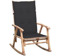 DYRJDJWIDHW Sedia a Dondolo in Bambù con Cuscino Impermeabile, Poltrona Relax per Giardino e Terrazza, Sedia a Dondolo Esterna con Cuscino Antracite, Design Moderno e Resistente
