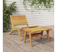 DYRJDJWIDHW Sedia da Giardino con Poggiapiedi in Legno Massello di Teak, Comoda Poltrona Relax per Esterno, Sedia da Pranzo per Terrazza Giardino Patio, Design Moderno con Struttura Solida e Durevole