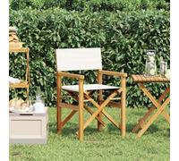 DYRJDJWIDHW Sedia da Regista Pieghevole in Legno Massello di Teak Crema, da Giardino Pieghevole con Braccioli, Sedia Relax Esterna per Patio, Balcone, Campeggio e Pesca, Design Iconico e Robusto