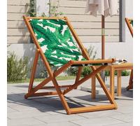 DYRJDJWIDHW Sedia da Spiaggia Pieghevole Legno Eucalipto con Tessuto Verde, Sedia Relax 3 Posizioni Regolabile per Giardino Balcone Spiaggia, Portatile e Resistente