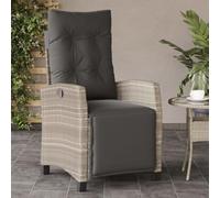 DYRJDJWIDHW Sedia Reclinabile Giardino con Poggiapiedi Regolabile, Poltrone Relax Esterno in Polyrattan Grigio Chiaro, Comoda e Resistente per Terrazzo Piscina Giardino, Massimo Carico 110kg