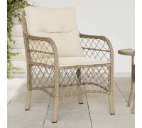 DYRJDJWIDHW Sedie da Giardino 2 Pezzi con Cuscini Beige Polyrattan PE Resistenti UV per Terrazza Giardino Esterno Comode Relax all Aperto