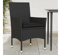 DYRJDJWIDHW Sedie da Giardino 2 Pezzi con Cuscini Nero Polyrattan PE Resistenti UV per Terrazza Giardino Esterno Comode Relax all Aperto con Struttura Acciaio Verniciato