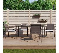 DYRJDJWIDHW Sedie da Giardino con Cuscini 4 Pezzi Set Polyrattan Marrone per Terrazza Giardino Esterno con Struttura Acciaio Resistente e Cuscini Comodi 56x59x84cm
