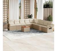 DYRJDJWIDHW sedie da giardino divanetti da esterno divanetto da esterno divano da esternoSet Divano da Giardino 10 pz con Cuscini Beige in PolyrattanIdeale per patio, bordo piscina