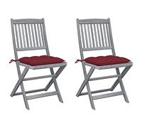 DYRJDJWIDHW Sedie da Giardino Pieghevoli 2 Pezzi con Cuscini in Legno Massello Acacia, Set Sedia Pieghevole Esterno per Terrazza Giardino Patio, Design Moderno con Rivestimento Impermeabile