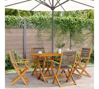 DYRJDJWIDHW Sedie da Giardino Pieghevoli 4 Pezzi Grigio Legno Massello Acacia, Sedia Pieghevole Esterno per Terrazza Balcone Giardino, Design Pratico con Braccioli, Facile da Trasportare e Conservare